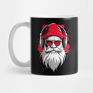 Santa Claus red glasses headphones retro vintage design Mug